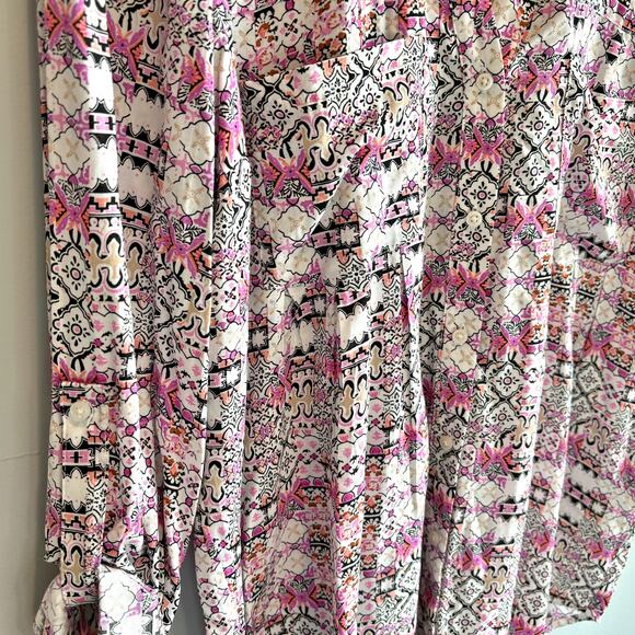 Anthro Maeve Islet Pink Printed Button Down Shirt - size Small - Picture 3 of 6